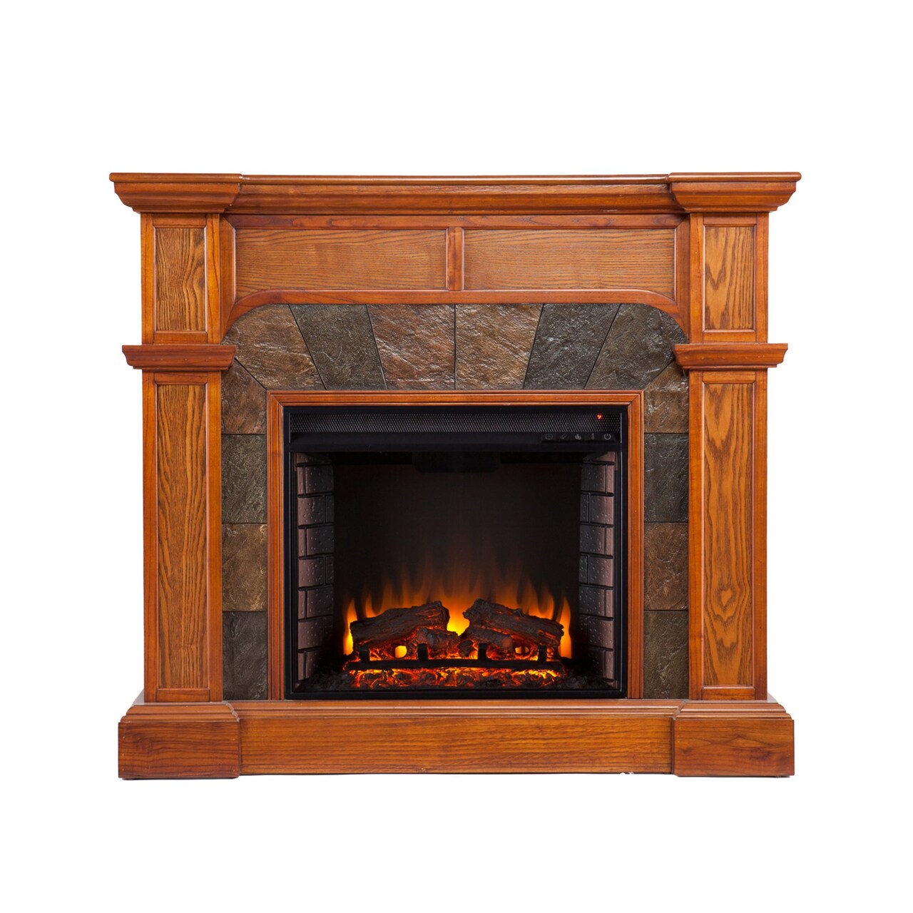 Southern Enterprises 48" Black and Brown Contemporary Electric Fireplace